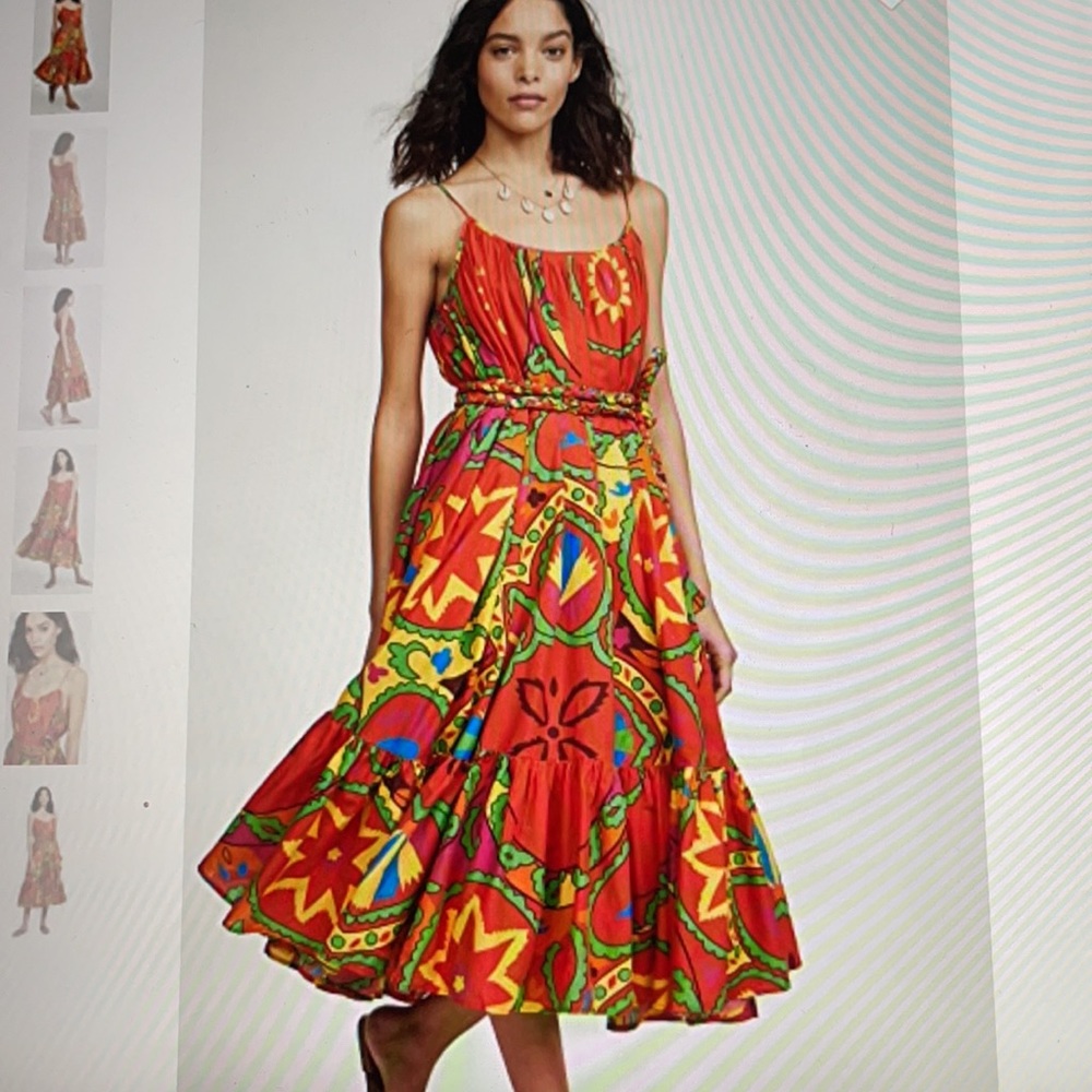 Rhode Lea Uzbek strappy Dress Midi XS